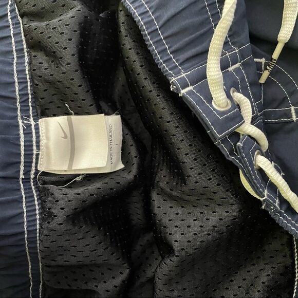 Nike Vintage 90s Navy Swoosh Men's Swim Trunks VTG Retro - Picture 6 of 8